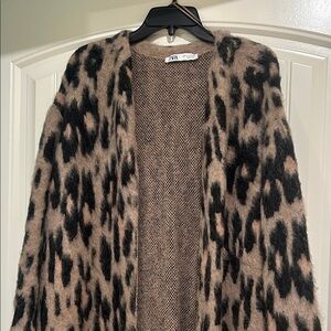 Zara Animal Print Cardigan - Brown and Black